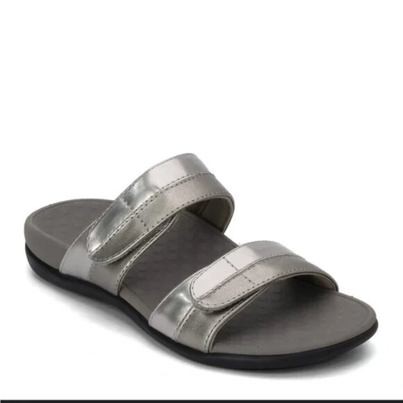 Vionic Shore Slide Velcro Strap Sandal Size 8 EU 39 Metallic Grey - Picture 1 of 7
